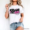 Nurse Floral Coquette Pink Bow T-Shirt, Retro Stethoscope Checkered Tee| OrnamentallyYou - 4 of 4