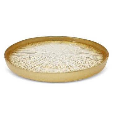 Classic Touch Set of 4 Crystal Glass Plates with Gold Border