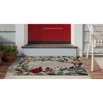 Whimsical Garden Birds Handmade Outdoor Rug 20"x30"
