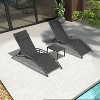 PURPLE LEAF Patio Chaise Lounge Set of 3 Outdoor Lounge Chair Beach Pool Sunbathing Lawn Lounger Recliner Chiar, Side Table Included - 2 of 4