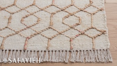 Ivory Cotton Hand-Knotted Non-Slip Rectangular Area Rug
