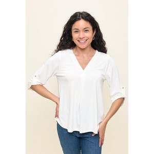 WEST K Women's Eira Roll-tab Sleeve V Neck Top - 1 of 4