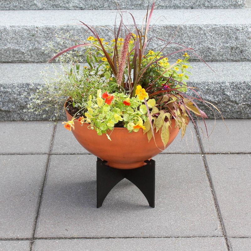 ACHLA Designs 16&#34; Wide Galvanized Steel Planter Bowl with Black Wrought Iron Plant Stand Burnt Sienna, 4 of 7