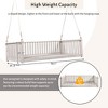 Vynxaria Patio Minimalist Twin Size Garden Swing Bed Wood Porch Swing with Ropes for Backyard, Safe Sloped Design, White - 3 of 4