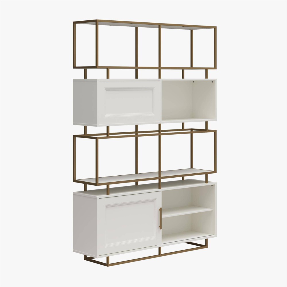 Photos - Wardrobe 70.3" Goldie Modern Bookcase Room Divider White - CosmoLiving by Cosmopoli