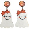 Cartoon Ghost Print Earrings - Wooden & Resin Halloween Dangle Earrings with Pumpkin Charm for Women - 3 of 4