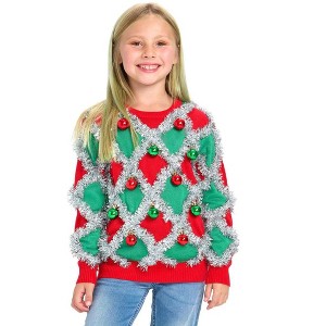 Tipsy Elves Kids Tacky Tinsel Ugly Christmas Sweater - Funny Ugly Christmas Sweater for Holiday Parties - 1 of 2