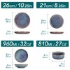 vancasso 16-Piece Blue Double-Sided Kiln-Glazed Set - Iridescent Curved Edge Design for 4 - 2 of 4