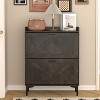 TIRAMISUBEST Grey Slim Tipping Bucket Shoe Cabinet with Adjustable Panel & Hanging Hooks-Minimalist Design, 3 Flip Drawers for Entryway or Hallway - 3 of 4
