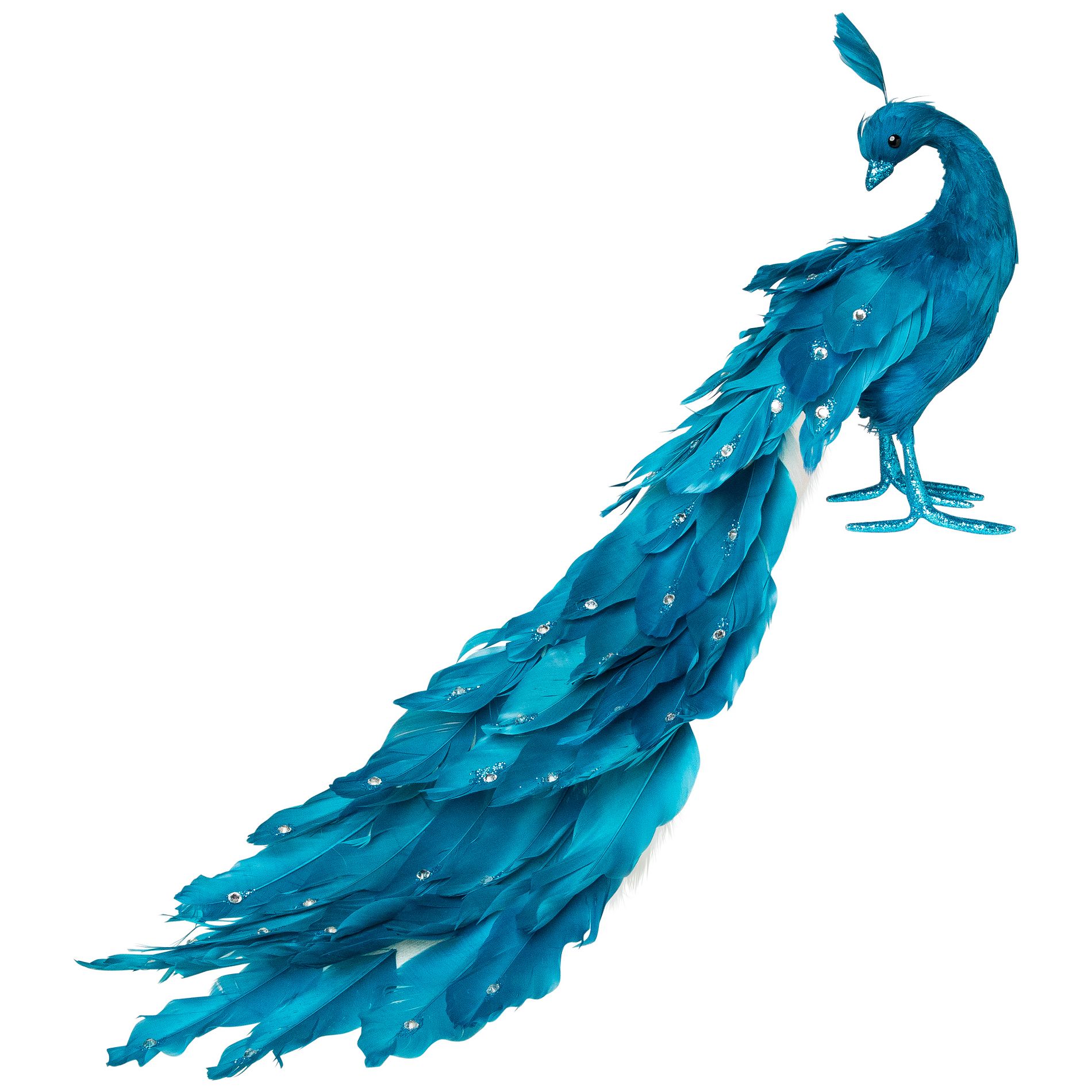 Northlight Peacock Glittered with Faux Crystals Christmas Decoration - 24" - Blue