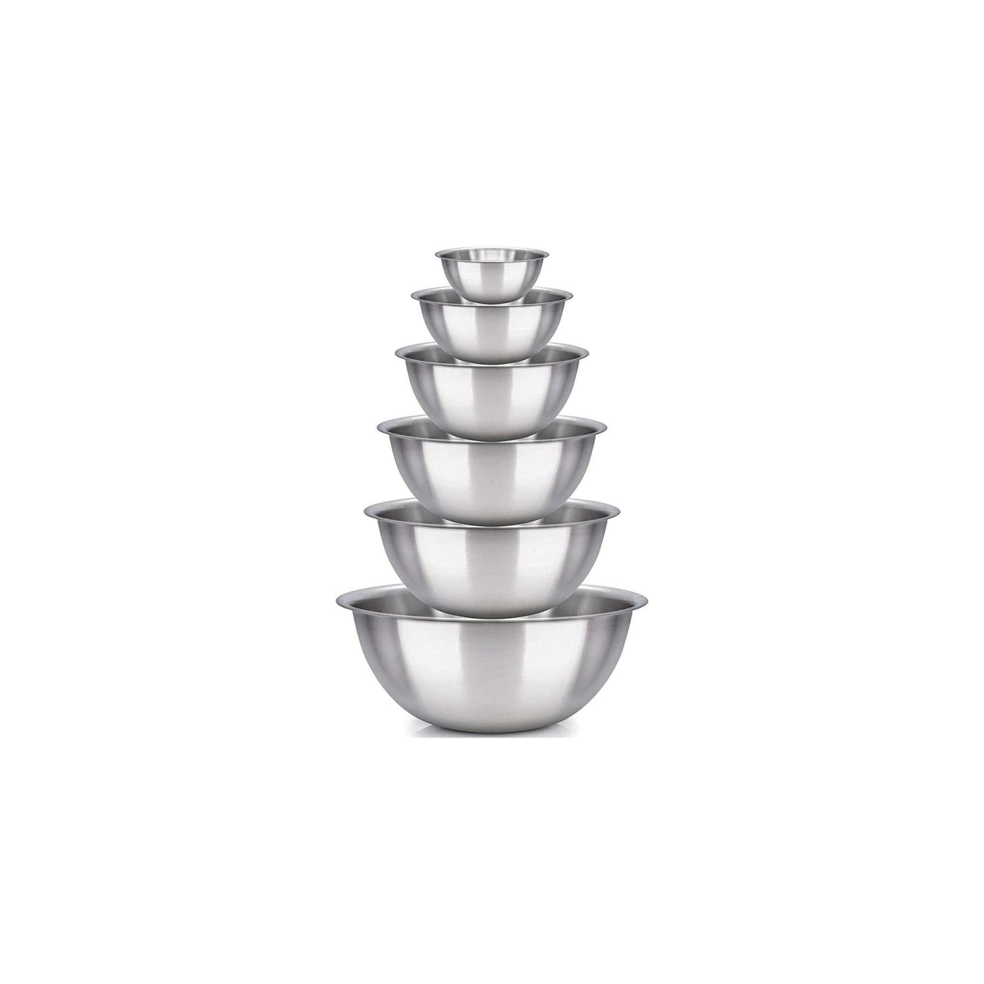 Mixing Bowls Set of 6 Stainless Steel Mirror Polished Bowls for Serving and Cooking - HomeItUsa