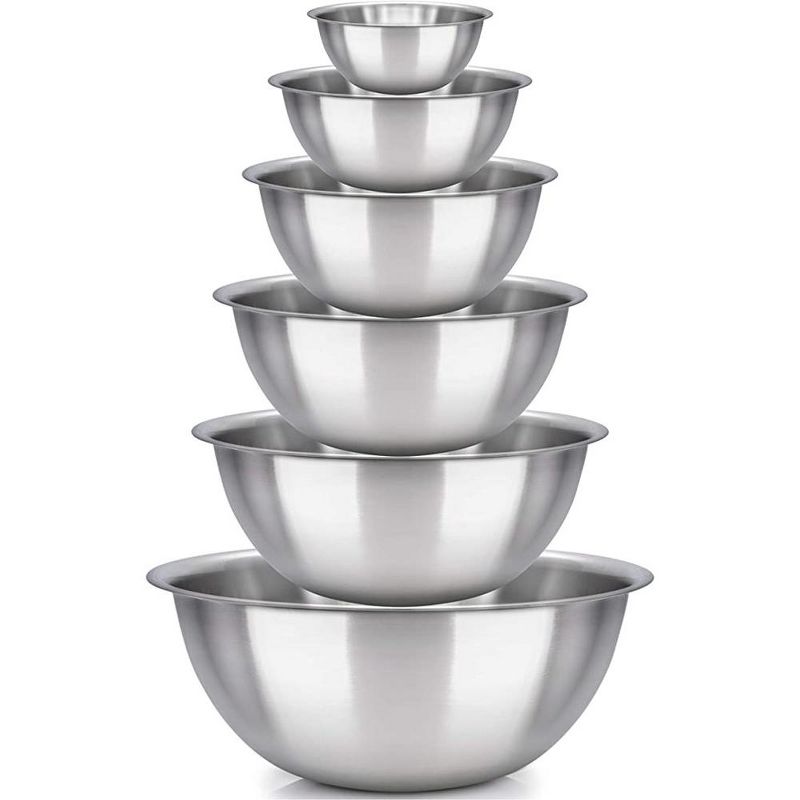Mixing Bowls Set of 6 Stainless Steel Mirror Polished Bowls for Serving and Cooking - HomeItUsa, 1 of 8