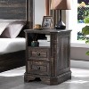 SinCiDo Nightstand with Charging Station & 2 Drawers, Farmhouse End Table, Wood Side Table for Bedroom, Living Room - 2 of 4