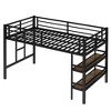 TIRAMISUBEST Twin Size Metal Loft Bed with Storage Shelf, Loft Bed Frame with Easy Climbing Ladder and Guardrails for Kids - 3 of 4