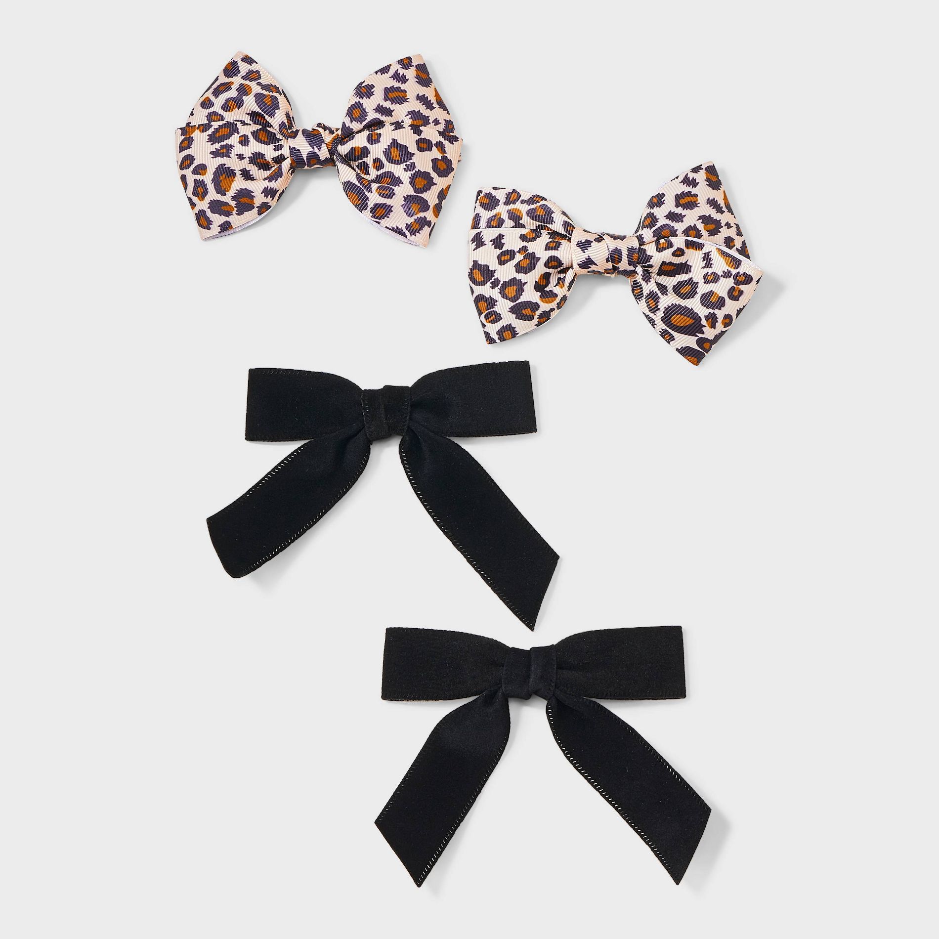 Girls' 4pk Salon Bow Clip Set - Cat & Jack™ Black/Brown