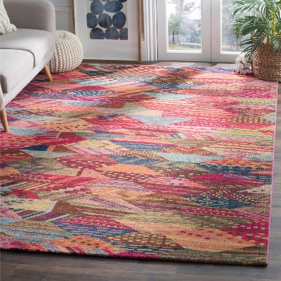 Multicolor Geometric Patchwork Synthetic 3' x 5' Area Rug