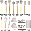 Itopfox 24 Pcs Kitchen Cooking Utensils Set, Heat Resistant Non-Stick Silicone Kitchen Utensil Set With Wooden Handles and Holder, Kitchen Gadgets - 2 of 4