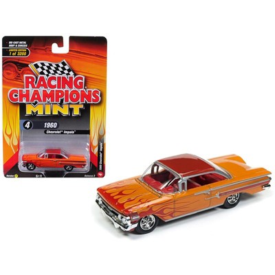 1960 Chevrolet Impala Orange with Red Flames Limited Edition to 3,200 pieces 1/64 Diecast Car by Racing Champions