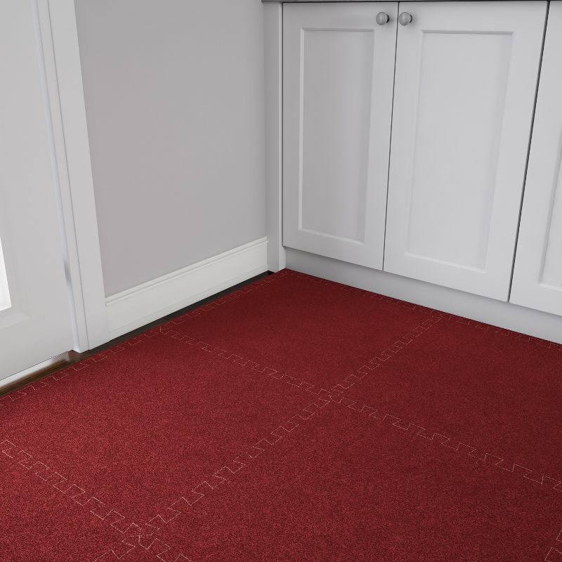 Foam Mat Floor Tiles 6PC Set - Interlocking EVA Foam Padding with Soft Carpet Top for Exercise, Yoga, Playroom, Garage, or Basement by Stalwart, 2 of 7
