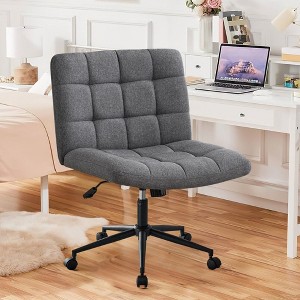 NicBex Adjustable Office Chair with Wheels,Modern Armless Computer Chair with Lumbar Support,Swivel Linen Desk Chair for Adult,Student - 1 of 4