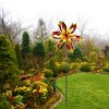 96" Glass/Iron Outdoor Flower Dual Kinetic Spinner Stake Red/Yellow - Alpine Corporation: Yard Art Decor - 2 of 4