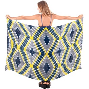 LA LEELA Women's Bikini Beach Wrap Swimwear Cover up Skirt Bathing suit Summer Wraps Sarong Swimsuits for Women One Size Gray, Tie Dye Design - 1 of 4