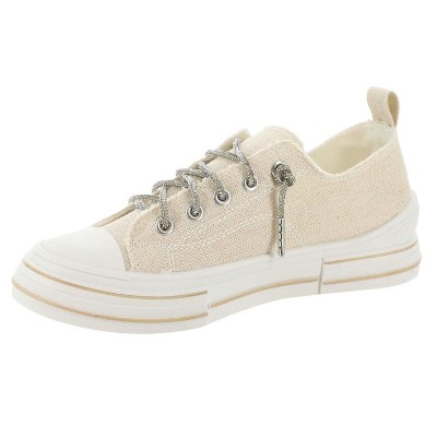 Женские кроссовки Very G Womens Aman Sparkle Lace Up Canvas Sneaker, Natural (6.5) — фото 2