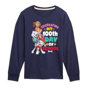 Boys' - Paw Patrol - Celebrating 100Th Day Of School Long Sleeve Graphic T-Shirt - 1 of 4