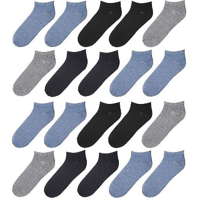 JAMES FIALLO Mens 20 Pairs Classy Extra Lightweight Solid Multicolors Patterned Low Cut/No Show Socks