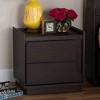 Larsine Finished 2 Drawer Nightstand Brown - Baxton Studio: Modern Design, Cut-Out Handles, Engineered Wood - 2 of 4