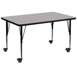 Emma and Oliver Mobile 24x48 Grey Thermal Laminate Preschool Activity Table - 1 of 2