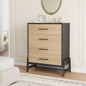 4 Dresser for Bedroom, 38.6" Tall Drawer Dresser with Storage Freestanding, Wooden Closet Dresser Storage Dresser Chest for Home, Natural Oak - 1 of 4