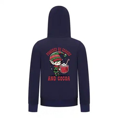 Everyday Kids Christmas Collection Powered by Cookies and Cocoa Zip Up Hoodie – Holiday Sweatshirt - Navy