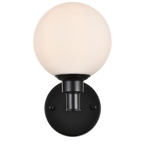 Elegant Lighting Cordelia 1 light Black and frosted white Bath Sconce - 1 of 4