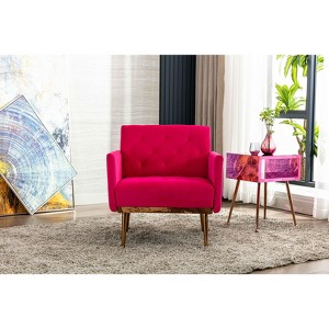 LOVMOR Modern Accent Chair w/Rose Golden feet & Upholstered,leisure single sofa for Living Room Bedroom Office - 1 of 4
