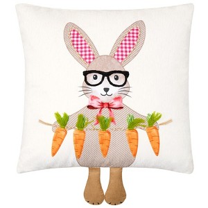 The Lakeside Collection Bunnies & Carrots Embroidered Decorative Pillows - 1 of 3