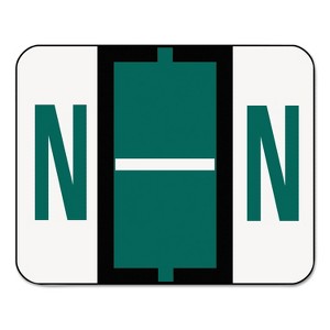 Smead A-Z Color-Coded Bar-Style End Tab Labels Letter N Dark Green 500/Roll 67084 - 1 of 4