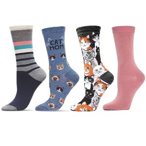 MeMoi 4 Pair Bundle Women's Novelty Crew Socks - 1 of 1