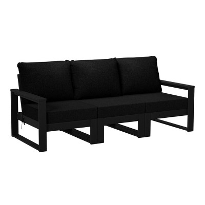 WestinTrends Montara Outdoor HDPE All-Weather Modern Deep Seating Patio Sofa with Waterproof Cushions