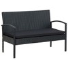 vidaXL 4 Piece Patio Lounge Set with Cushions Poly Rattan Black - 3 of 4