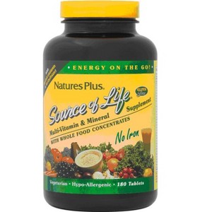 NaturesPlus Source of Life Multi-Vitamin & Mineral - No Iron 180 Tablets - 1 of 1
