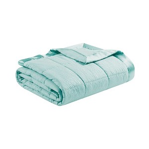 Gracie Mills Lucile Textured Oversized Down Alternative Blanket with Satin Trim - 1 of 4