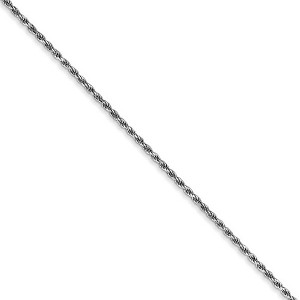 Black Bow Jewelry 1.2mm, 10k White Gold Diamond Cut Solid Rope Chain Necklace - 1 of 4