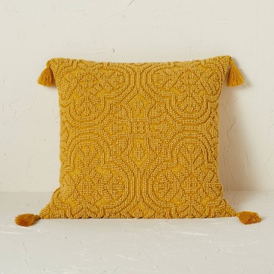 Arabesque Pattern Textured Square Throw Pillow Gold - Opalhouse&#8482; designed with Jungalow&#8482;