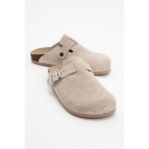 Gons - Beige Suede Leather Clogs (Women) beige 9.5 Forever & Always Shoes - 1 of 3