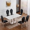 70 Inch Modern Design Dining Table, Rectangular Dining Table for 6 People, Faux Marble Table Top with Stainless Steel Base-Cuddlewood - 2 of 4