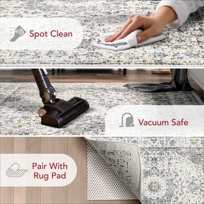 Gray Distressed Persian 5' x 7' Synthetic Area Rug