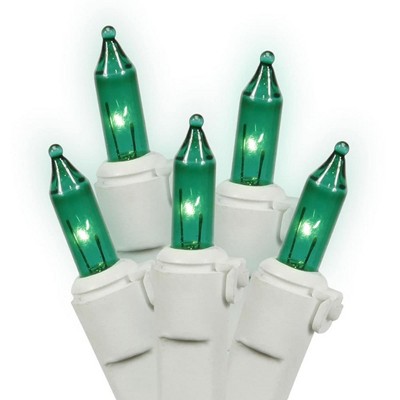 Vickerman 100ct Mini String Lights Green - 44.5' White Wire