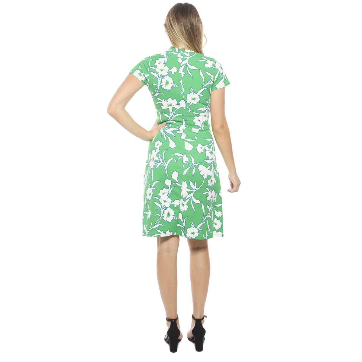 Womens Floral Collar Knee Length Side Tie Wrap Dress - 24seven Comfort Apparel™ - thumbnail 3