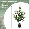 38 Inch Flower 2 Pack Artificial Camellia Tree,  Faux Floral Plant Blooming Tree in Cement Pot, Greenery Potted Plant for Indoor Outdoor Office Home - 2 of 4